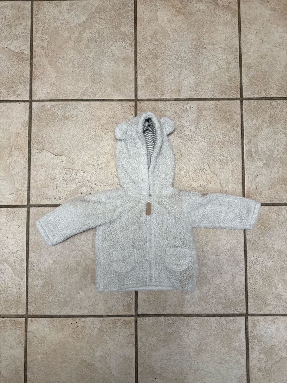 Bear-Ear Hooded Teddy Fleece Jacket-Beige